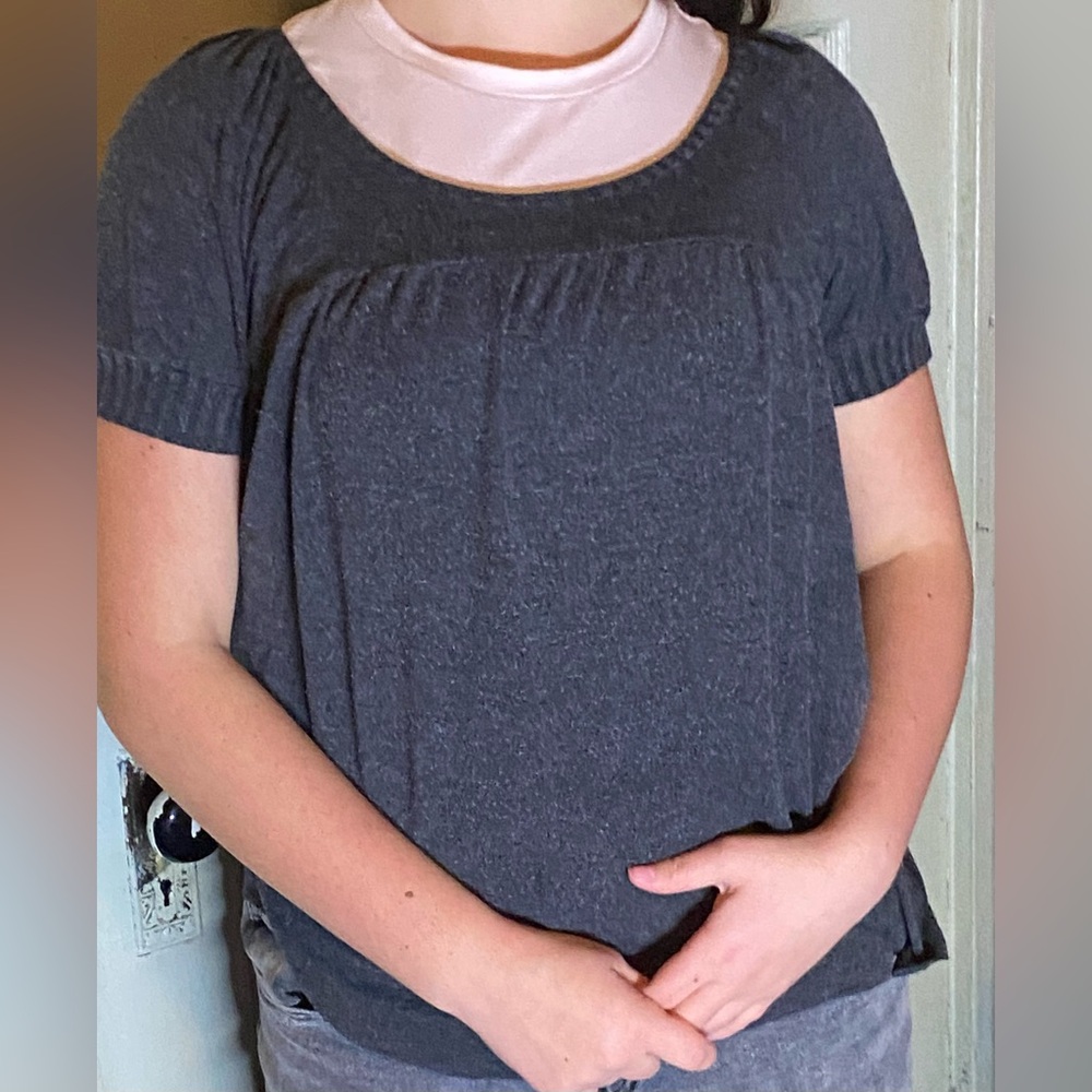Vintage Urban Outfitters Lux Grey Empire Waist Babydoll Tee SZ. L